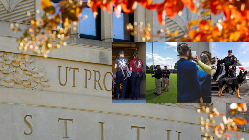 A photo collage showing the 4 units of public safety